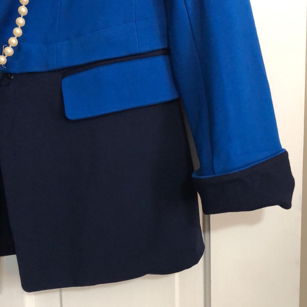 ETCETERA by Carlisle NEW YORK • Blue & Black Blazer Jacket • Zipper Detail - Picture 9 of 17